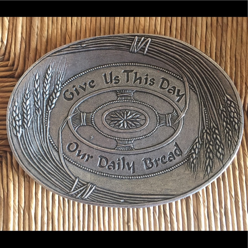 Pewter tray-Give Us This Day Our Daily Bread